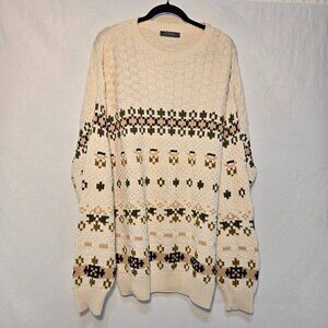 Vintage L. ETIENNE Grandpa Heavy Cotton Heritage Ivory Sweater Size XLT USA Made